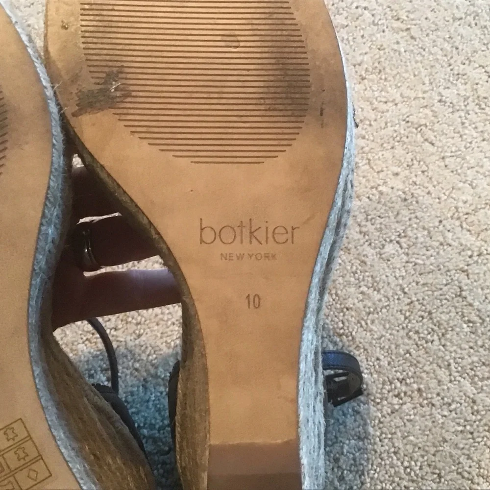 Botkier Jamie Perforated Black Leather‎ Espadrilles Platform Wedge Heels 10